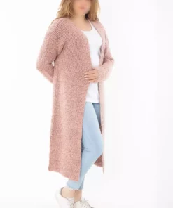 کاپشن بلند بافتنی ضخیم زنانه با رنگ‌های مختلف و شقاق دار 65N37306 برند Şans - 777840398