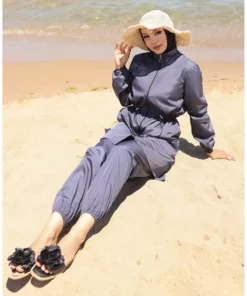 ماهی بلند با زیپ و کشدار برای پوشش اسلامی، همراه با کیف هدیه 9002-03 رنگ آنتراسیت برند sefamerve - 893320376