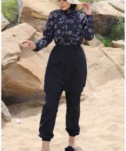 ماهی‌های پوششی با طرح چپا و کمر کشی مدل 5038-01 رنگ سیاه و آبی برند sefamerve - 846669493