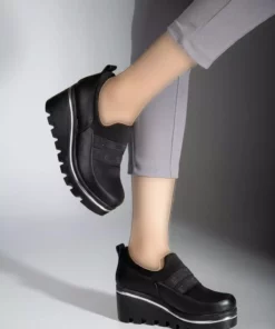 کفش لوفر پاشنه بلند سیاه زنانه برند guijarro - 997571067