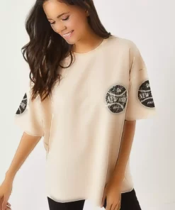 تیشرت اوور سایز دو لایه با چاپ جلو و عقب نیویورک برند Olalook - 646057866