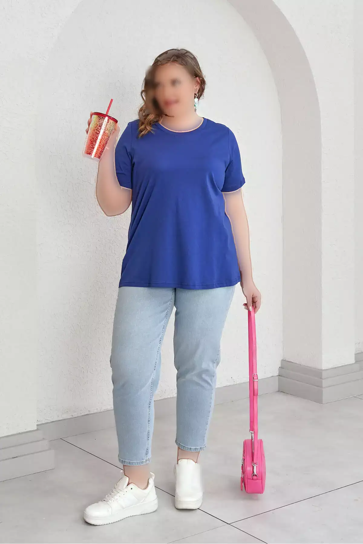 تیشرت با طرح گیلاس و کتان برند Büyük Moda - 928103427