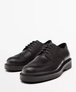 کفش بروگ چرم ناپا برند Massimo Dutti - 1011066544