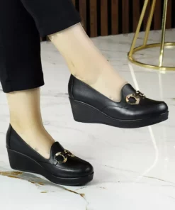 کفش روزمره پاشنهدار گرد نوک با بند دستساز از چرم گاوی سیاه هایلی برند Erkan Saçmacı - 940912982