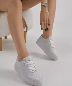 کفش ورزشی روزمره با بند و کفی ترمو به رنگ سفید و سبز برند Tonny Black - 1031008687