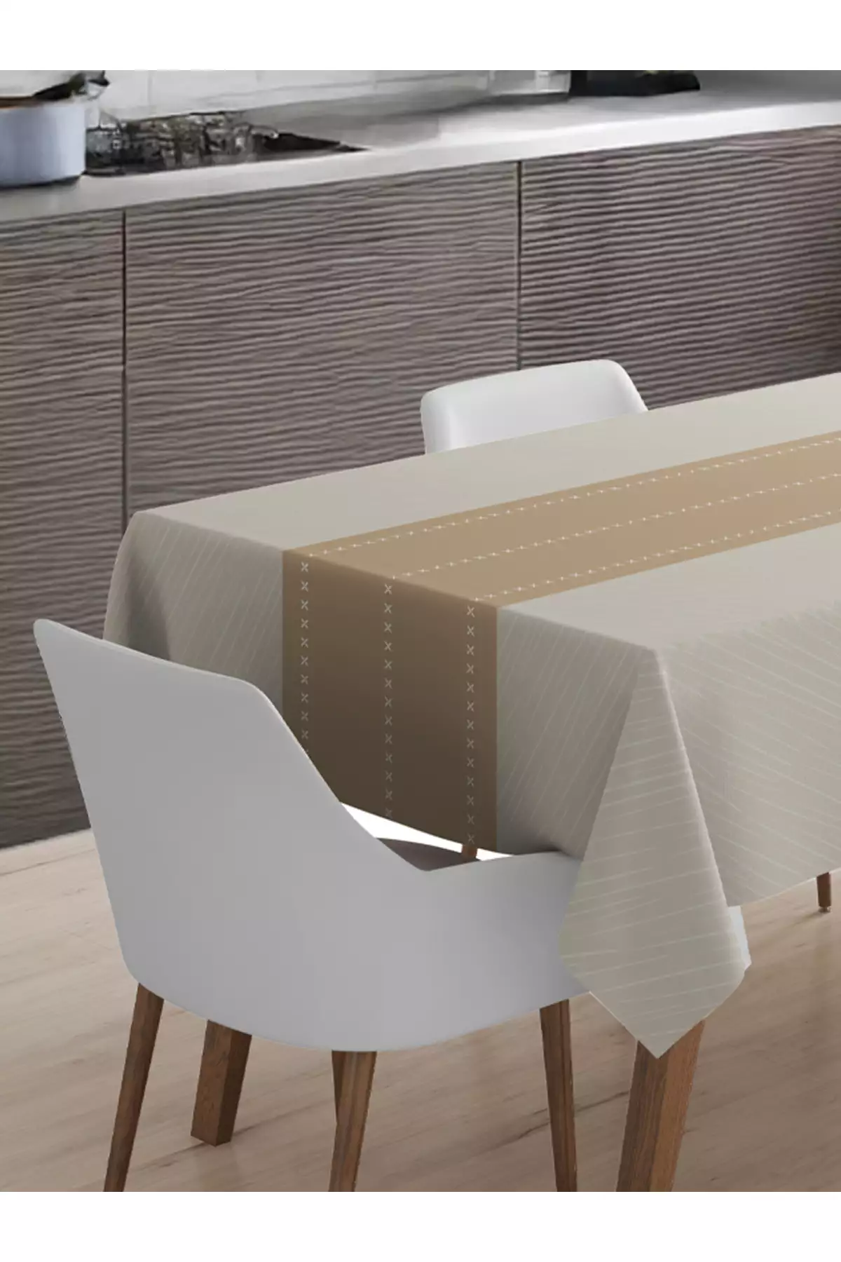 میز پوشی نوار دار بژ مناسب استفاده روزانه برند Viadela - 923135404