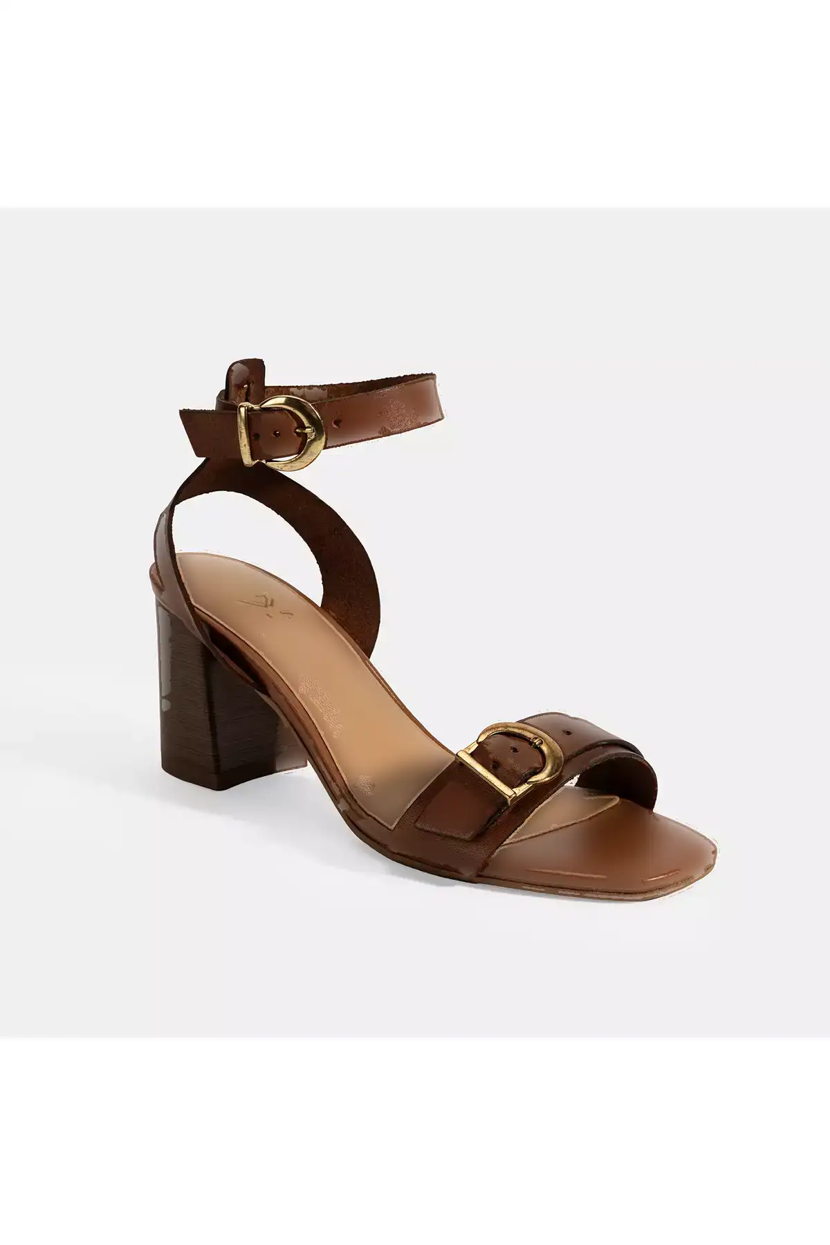 صندل پاشنهدار چرم با بند قابل تنظیم زنانه طوسی برند Desa - 944877899