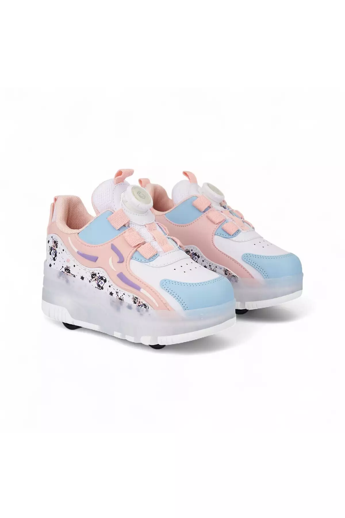 نیلز کفش اسنیکر و ورزشی راحت دخترانه پینکی با چرخهای نوری | کفش پاتیناج چهار چرخ برند ROCKY SPORT - 941233978