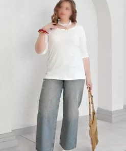 تی‌شرت پنجره پشتی با جزئیات و الیاف کشسان پنبه‌ای برند Büyük Moda - 900280211