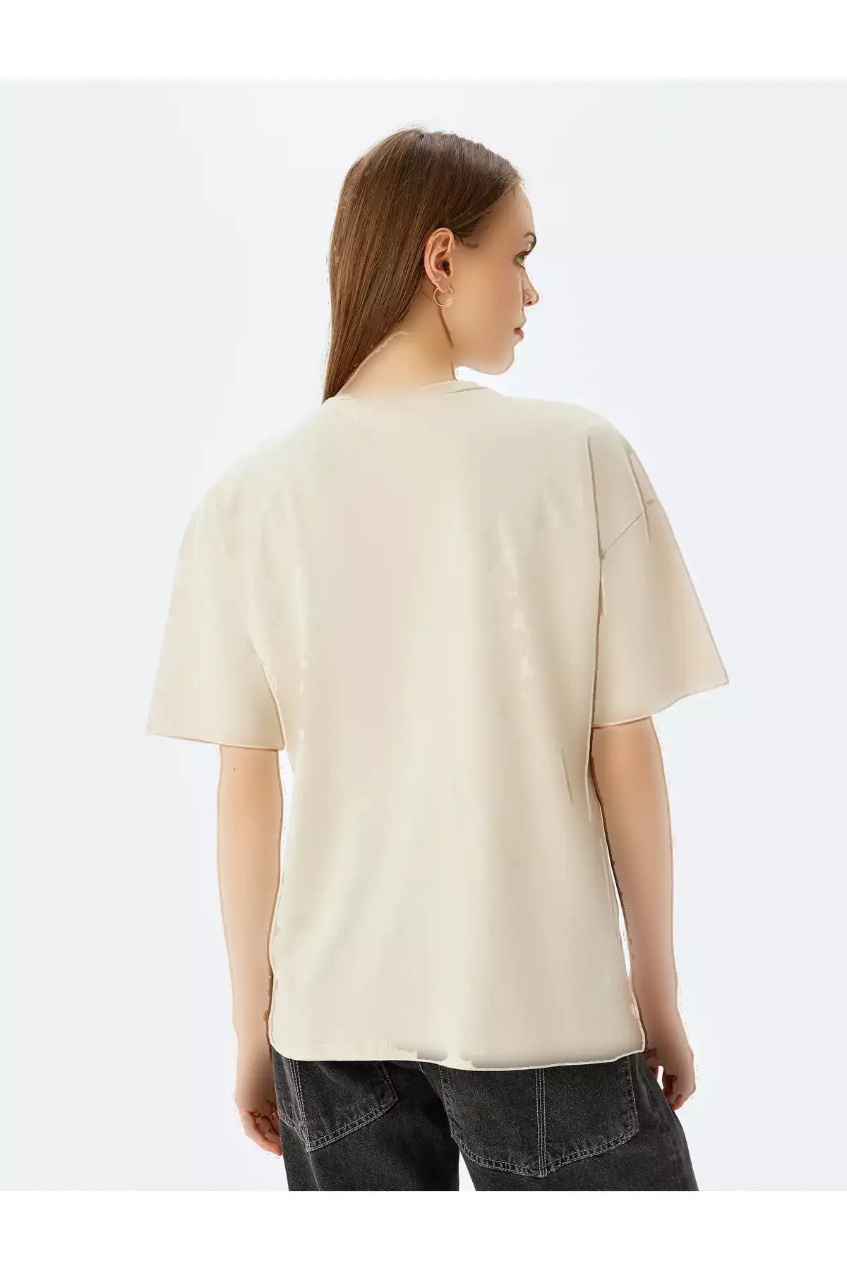 تیشرت اچواری آستین کوتاه یقه گرد با طرح شعار برند Koton - 880184112