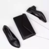 ست کیف و کفش زنانه با کفش پاشنه کوتاه مشکی چرم برند MFT AYAKKABI - 353662642