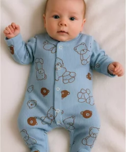 توله نوزاد پفکی با پاهای کوسن دار، نازک و با دکمه، مناسب برای خروج از بیمارستان، سن 0-3 ماه (برای دختر و پسر نوزاد) برند ENİA BABY - 940087050