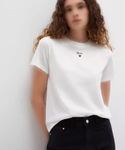 تی‌شرت سفید نیمه‌چسبان با لوگو چاپی 1601185-33389 برند Mavi - 116708853