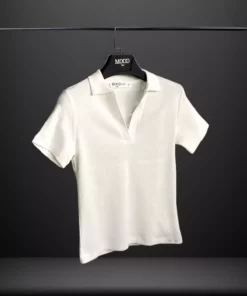 تی‌شرت زنانه ۲ تکه یقه‌ polo کوتاه آستین با بافت کاسکورس برند Mood Lab - 904992489