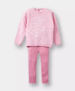 ست دو تکه دخترانه شامل ژاکت گل‌دار و تایت برند Defacto - 982413630