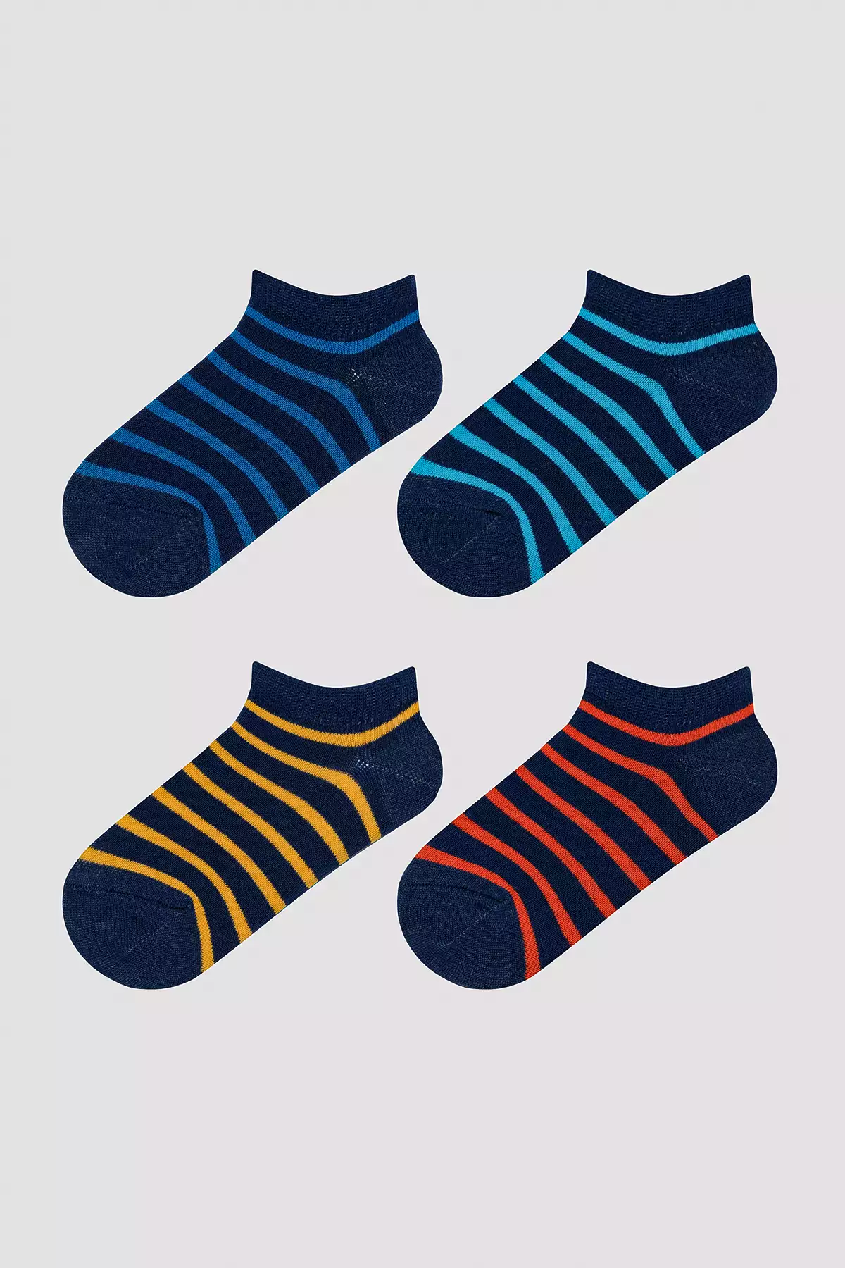 پوشاک بچهگانه: جوراب پاتیک ۴ عددی طرح خطوط تیره رنگ لاجوردی برای پسران برند Penti - 802531630