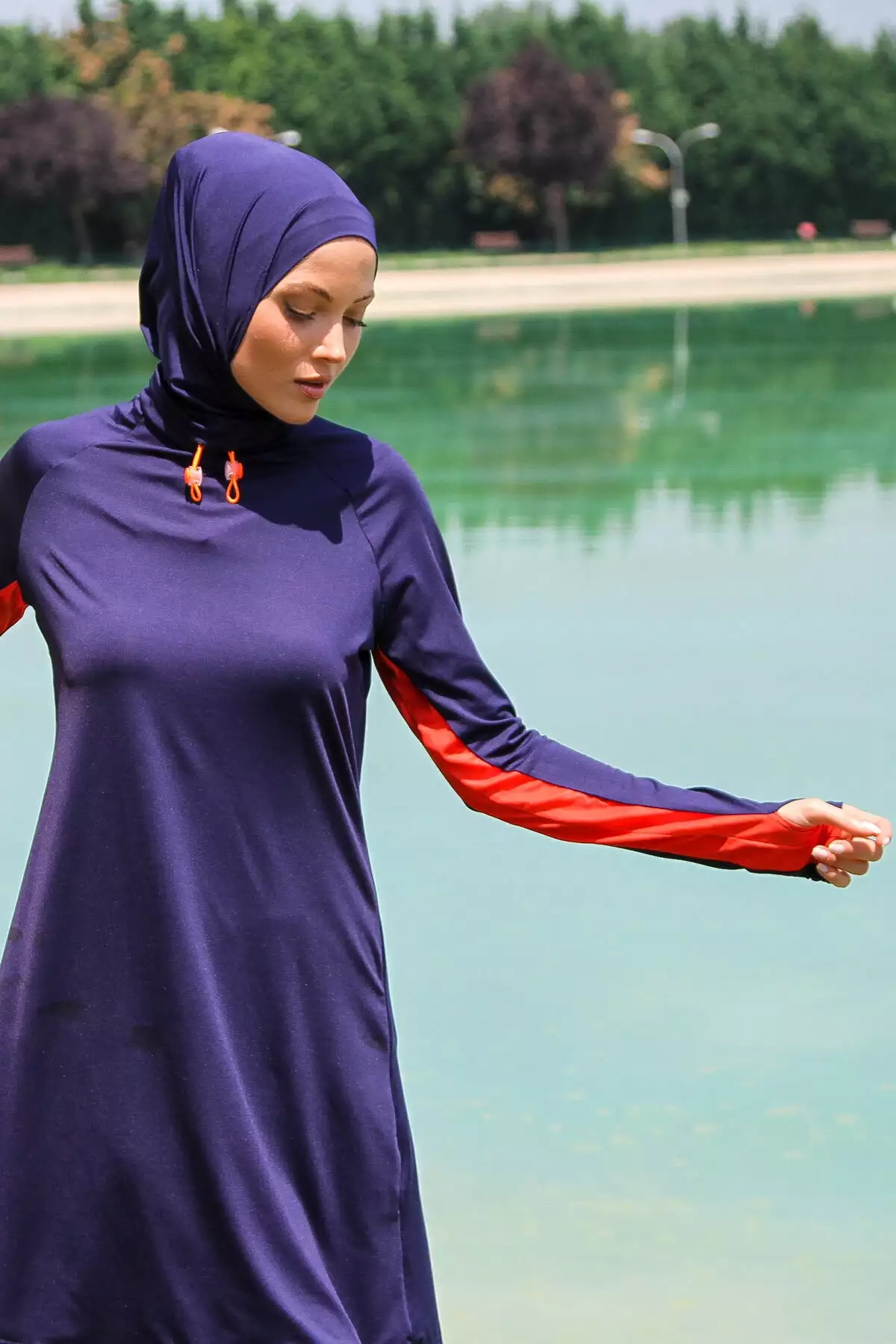 مجموعه ۳ عددی مایو پوشیده تمام بدن مدل M2231 رنگ لاجوردی برند Marina - 353772609