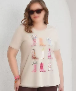 چکمه تی شرت نخی چاپ شده - 928103331