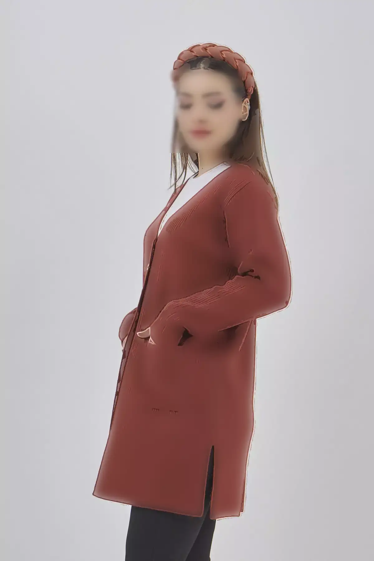 ژاکت کشباف زنانه با جیب و استرچ مناسب فصل برند Fresh&Moda - 888535064