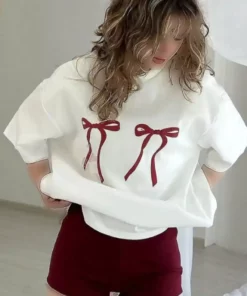 تی شرت یقه خدمه روبان یونیسکس مردانه و زنانه با رنگ قرمز با چاپ سفارشی - 952830845