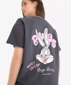 تی‌شرت کوتاه‌كم Sleeves طراحی شده با تصویر بزرگ لوونی تونز مدل E9847AX25AU برند Defacto - 969224164