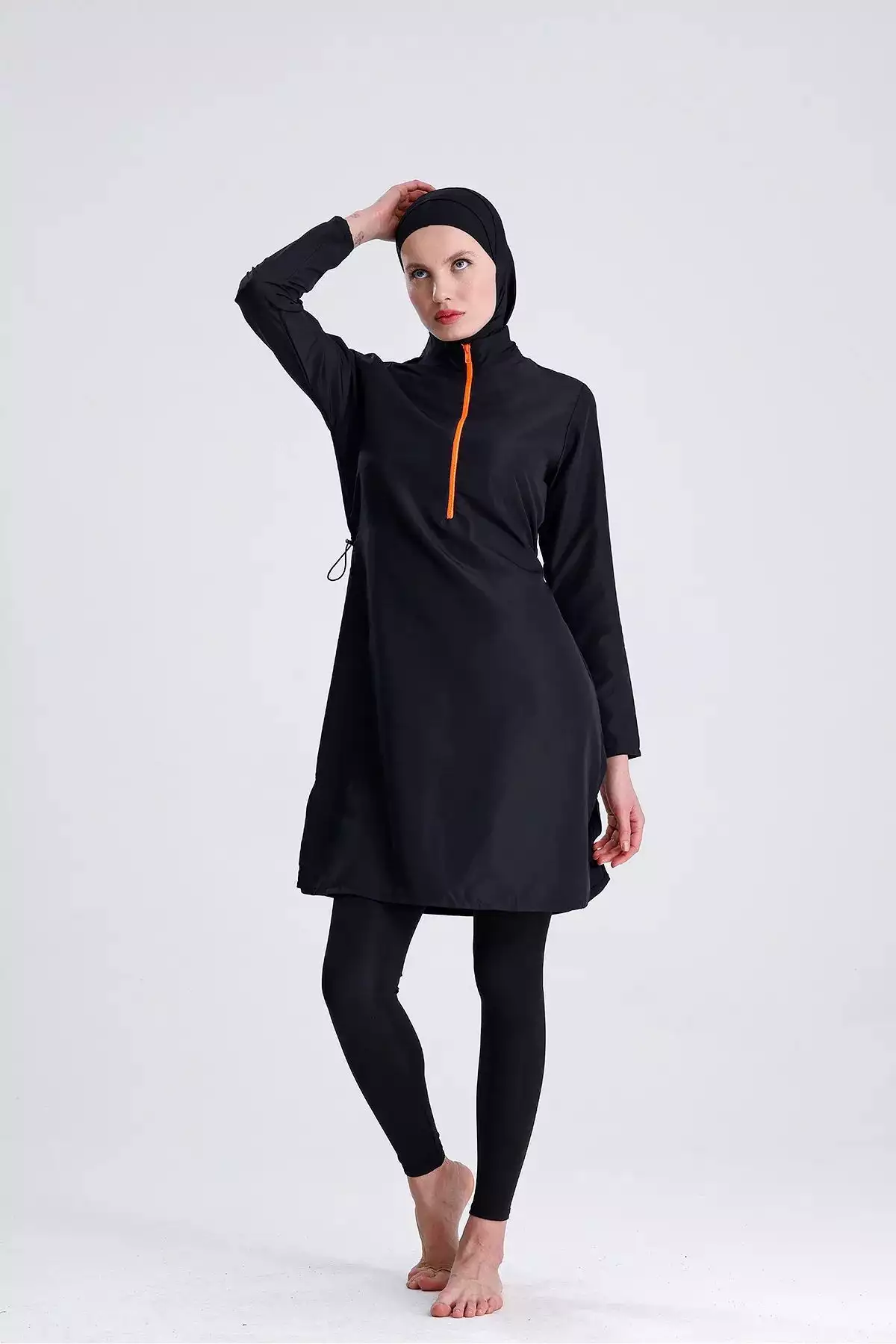 مجموعه چهار تکه مایو تمام پوشش با دو کلاه برای بانوان با طراحی مناسب اسلامی برند medipek - 938289210