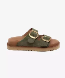 پاپوش زنانه سبز سوئدی از چرم طبیعی 5Y2CT59054 برند Greyder - 927560170