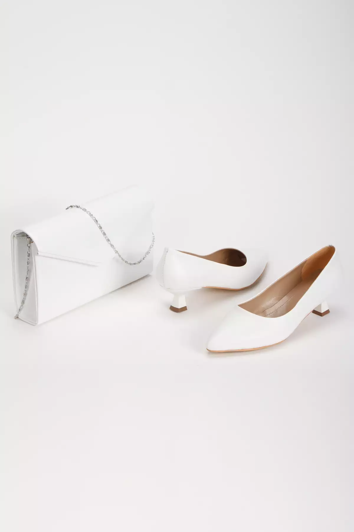 ست کفش پاشنه ۳ سانتی متر با نوک تیز و کیف زنانه برند MFT AYAKKABI - 947135380