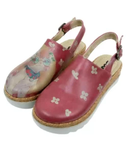 صندل با کفه ضخیم از چرم گیاهی قرمز زنانه - طراحی کت آو گریس برند Dogo - 817297736