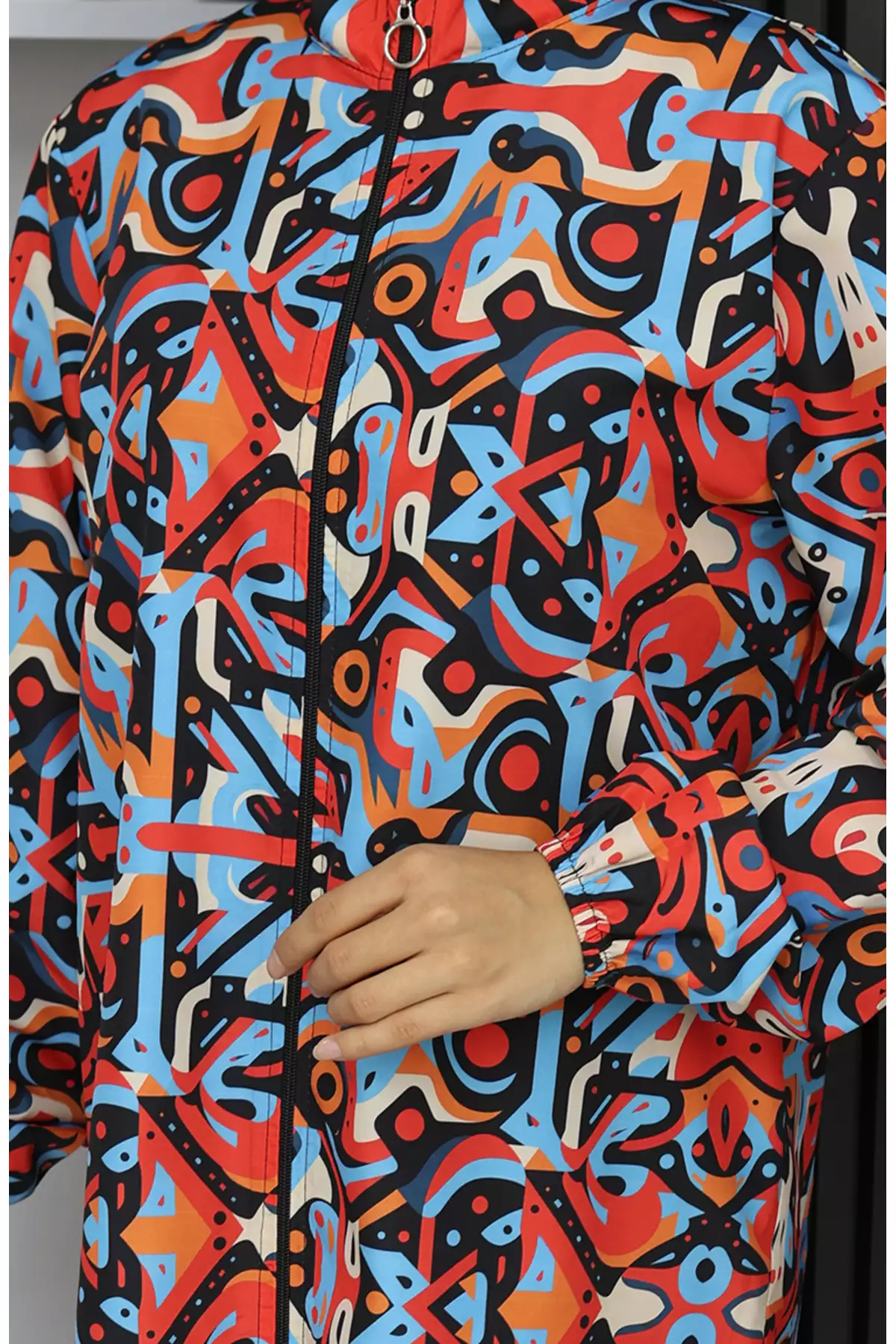 مایو حجاب با طرح هندسی، ست ۳ تکه، کد ۱۹۰۳-۰۱، رنگ آبی مرجان برند sefamerve - 1048661641