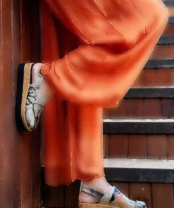 صندل زنانه از چرم گیاهی با زیره ضخیم - طراحی غروب حیوانات برند Dogo - 817175038