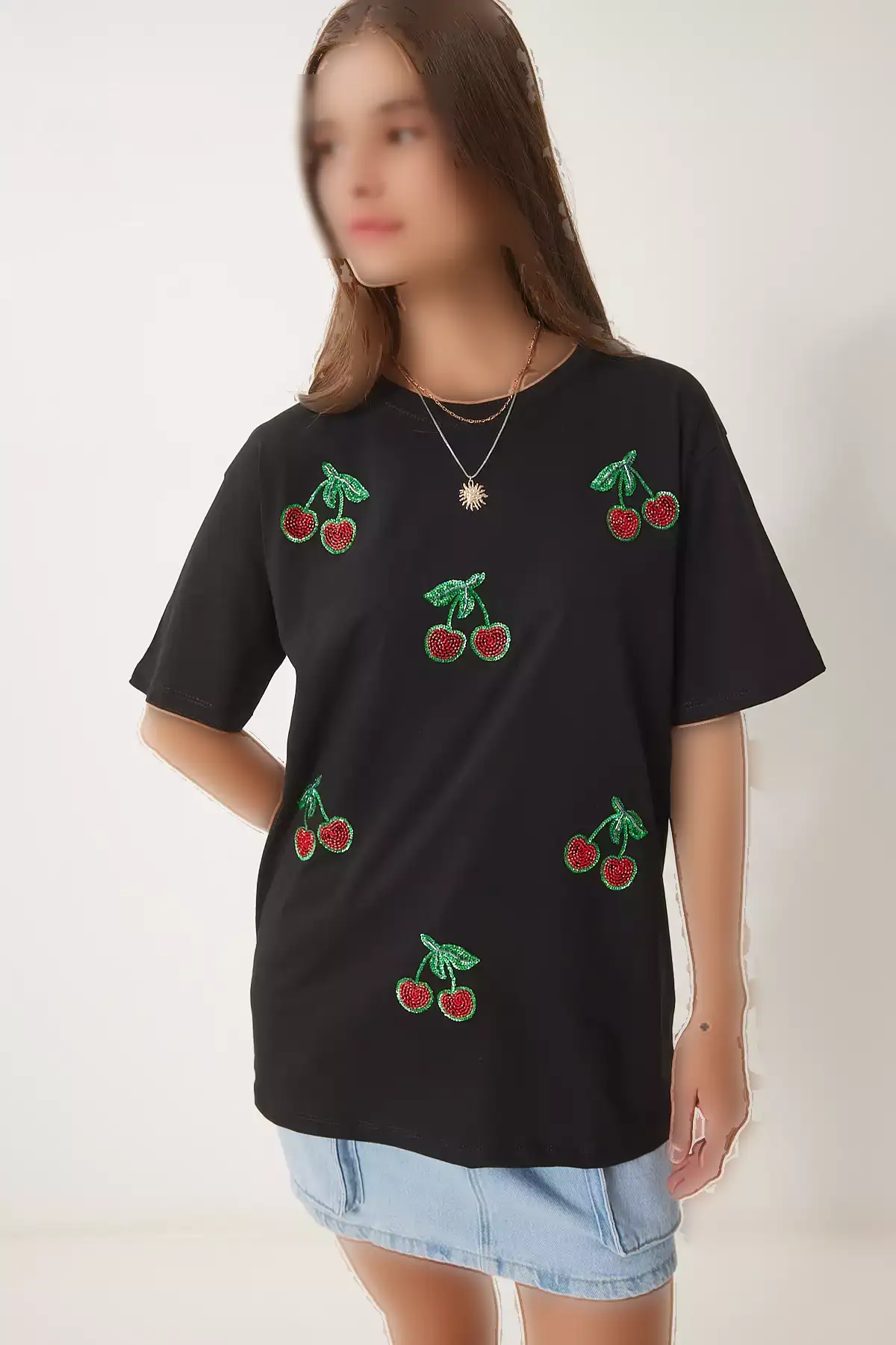 تیشرت بافتنی مشکی زنانه با جزئیات مروارید BW00002 برند Happiness İstanbul - 929562120