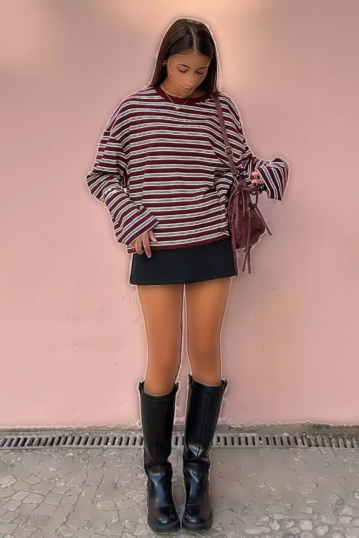 تیشرت بلند آستین طرحدار برند Bershka - 1027160501