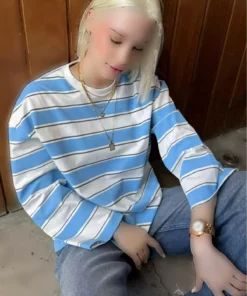 تیشرت آستین بلند راهراه یقه گرد با 100% پنبه مدل MG2362 برند Madmext - 991429025