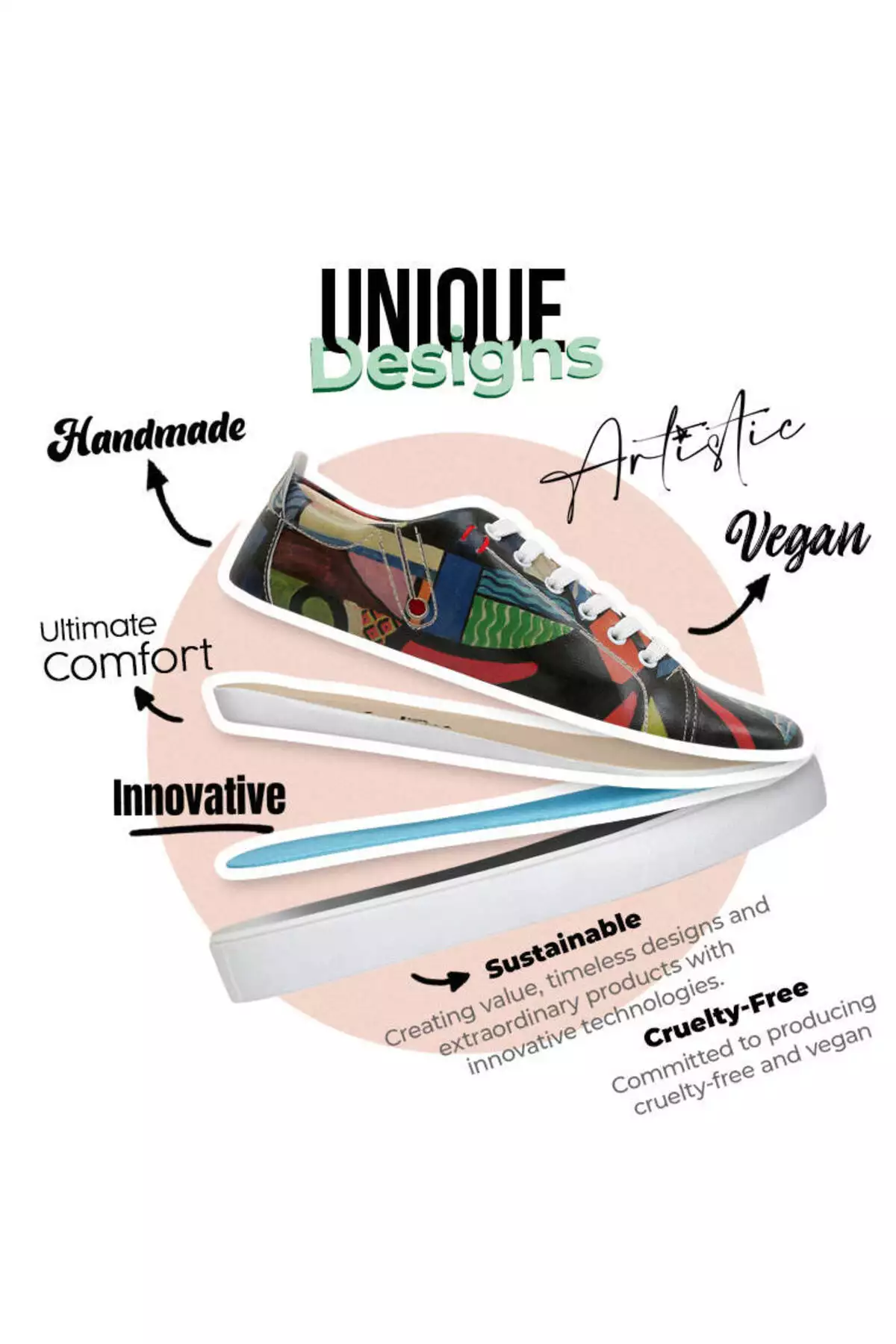 کتانی رنگارنگ زنانه از جنس چرم گیاهی - آیا به رنگ نیاز دارید؟ طراحی برند Dogo - 682352699