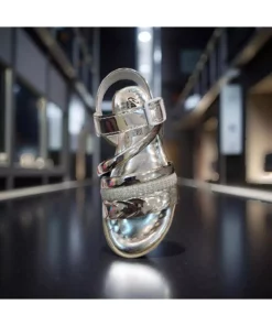 کفش عروسکی دخترانه با قفل سنگی رنگ نقرهای برند Asyagiyimavm - 1049376897