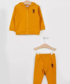 ست اَشْپِرِی مردانه کُردن زرد دایمی با زیپ و آستین بلند برند U.S. Polo Assn. - 338777734