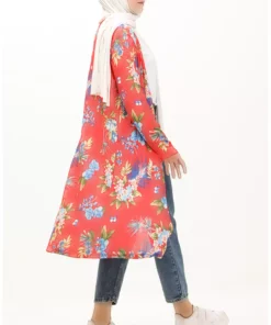 کاردیگان بلند طرح‌دار کشباف 8636-01 به رنگ مرجان قرمز برند sefamerve - 836309036