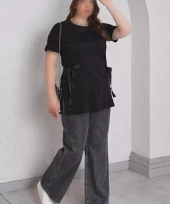 تی‌شرت پنبه‌ای با جزئیات ربان برند Büyük Moda - 896822167