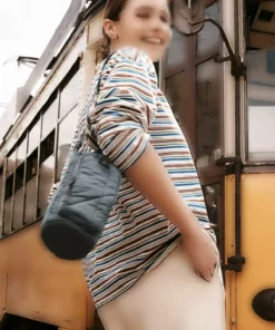 بلوز آستین بلند یقه پلیسه‌ای بزرگ اندازه با طراحی راه‌راه برند Penti - 978704386