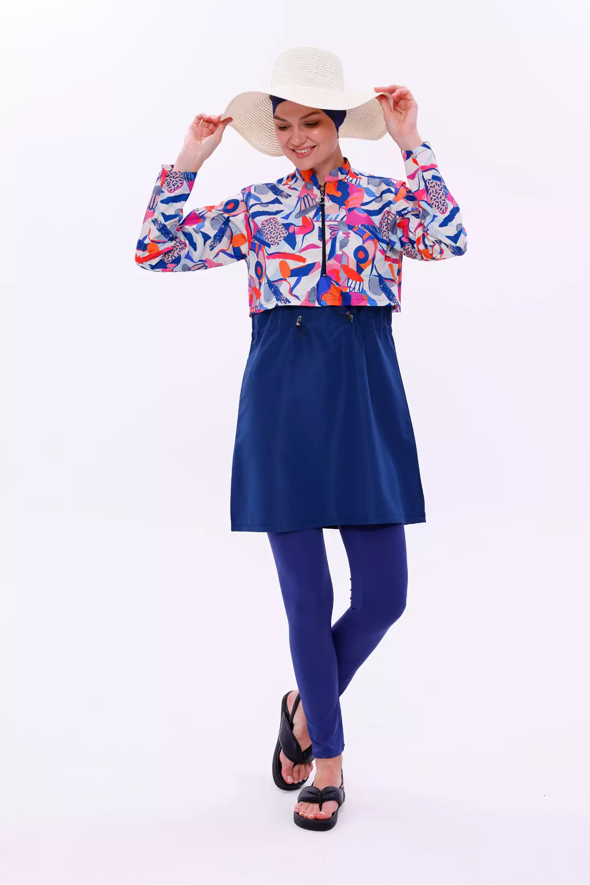 مایو تسلط با پاراشوت ضد آب و شلوار تایت، دو عدد کلاه بانیه دار برند medipek - 946481538