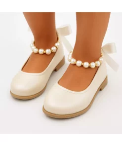 کفش بچگانه با جزئیات مروارید صدفی و پاپیون با نوار شیک برند KATEYLER - 898045990