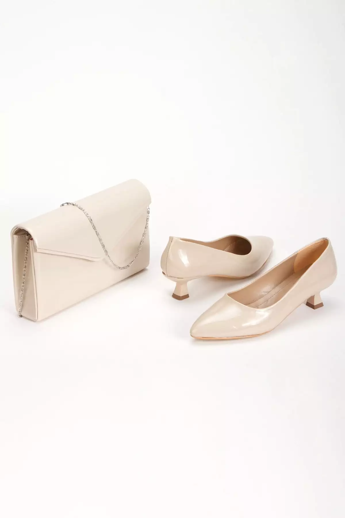 ست پاشنهبلند زنانه و کیف چرم قهوهای روشن برند GULT - 901575710