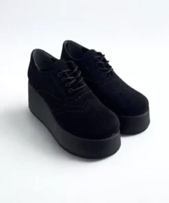 کفش زنانه جلو بسته پاشنه بلند سوئدی مشکی V4215 برند inizio - 984236463