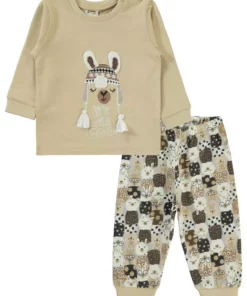 ست پیژامه لاما با طرح گلدوزی برای سنین 6 تا 18 ماه - رنگ قهوه‌ای برای سنین 9 تا 12 ماه برند Civil Baby - 894901554