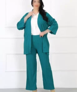 هودی بزرگ سایز زنانه از پارچه زمرّد با طرح چین‌دار برند By Alba Collection - 739221807