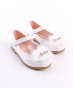 نسل جدید کفش بچگانه دخترانه با جزئیات سنگی و تزیینات موی سفید برند CAMOLLA - 828460953