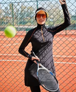 ماهیگیر مایو کامل و شناگر با پارچه لیکرا مدل R043 رنگ نارنجی و مشکی برند Remsa Mayo - 744141642