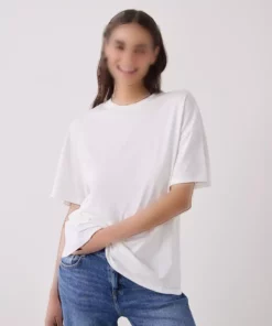 تیشرت بیسیک اورسایز یقه گرد در رنگ سفید شکسته برند Penti - 970249470