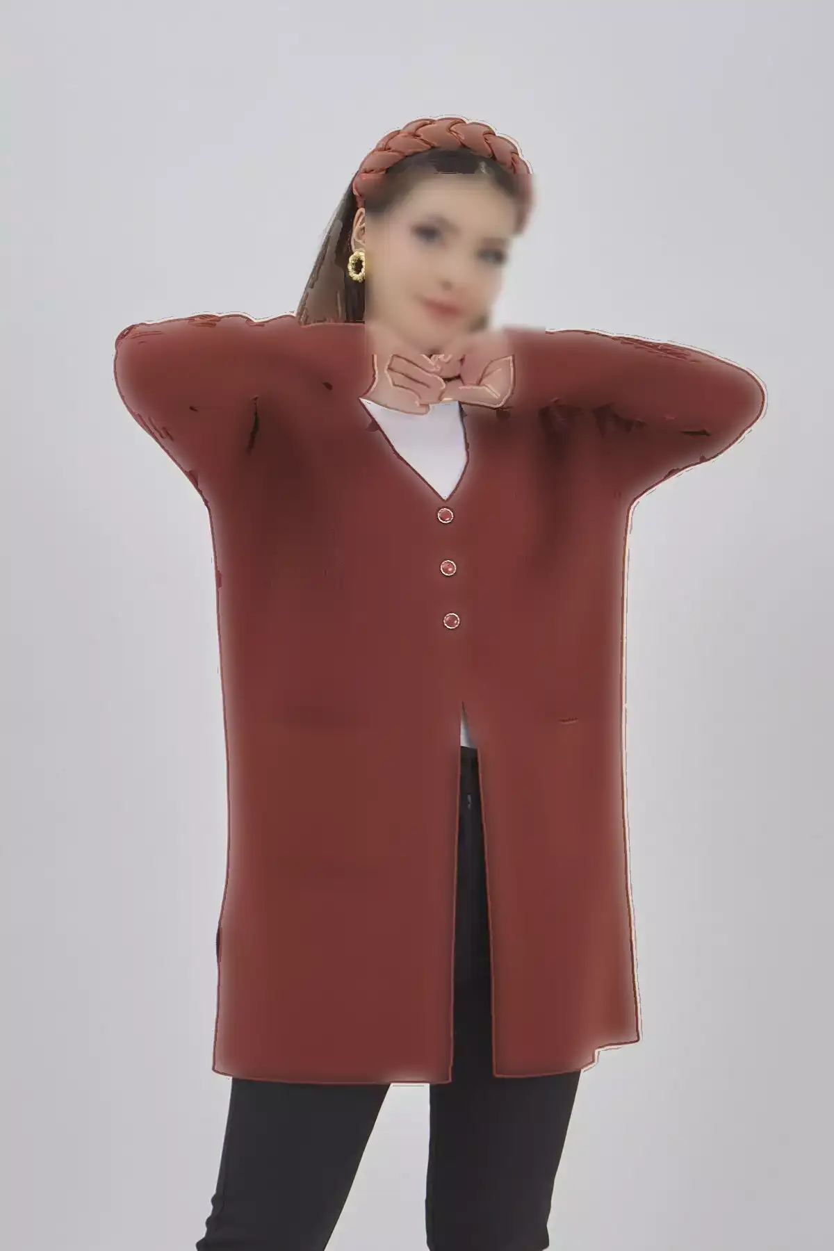 ژاکت کشباف زنانه با جیب و استرچ مناسب فصل برند Fresh&Moda - 888535064